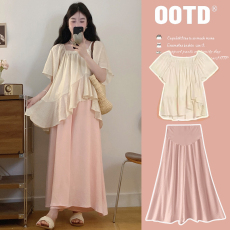 批发实拍夏季孕妇小清新<b class='q'>套装</b>小个子甜美风娃娃衫<b class='q'>休闲</b>裤裙减龄两件套