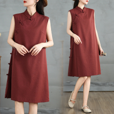 批发实拍2026夏季<b class='q'>新款</b>改良大码盘扣<b class='q'>旗袍</b>连衣裙