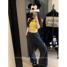 批发实拍实价撞色圆领T恤修身字母打底衫辣妹短款上衣+洗水<b class='q'>破洞</b>休闲裤