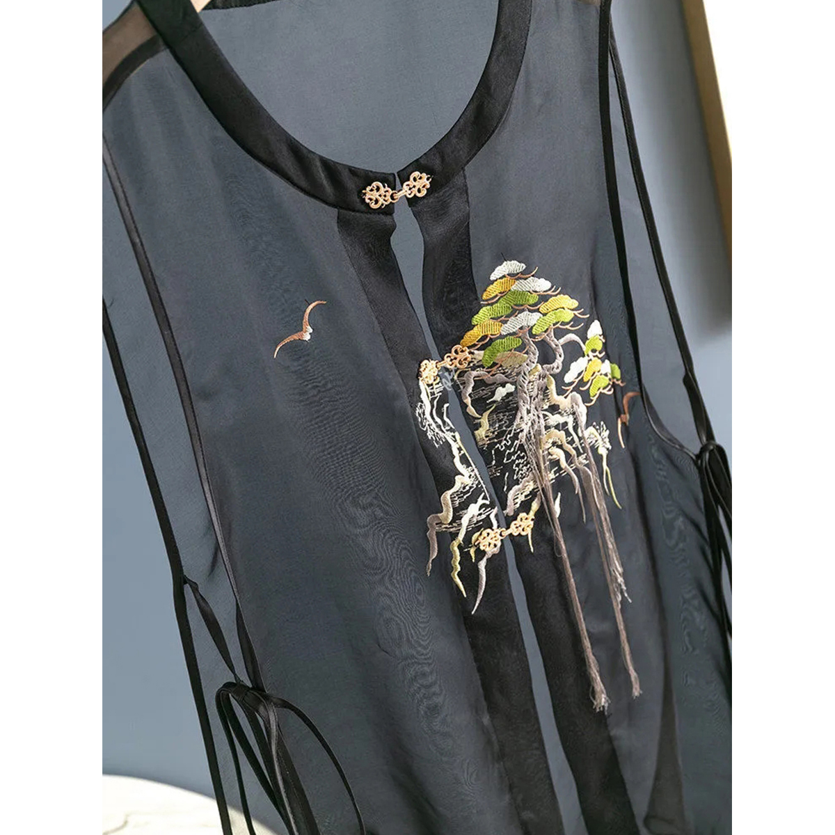 Quality Inspection Officer Picture National Style Simulated Chinese Style Embroidered Vest Top National Fashion Versatile Vest Summer Thin Outer Jacket