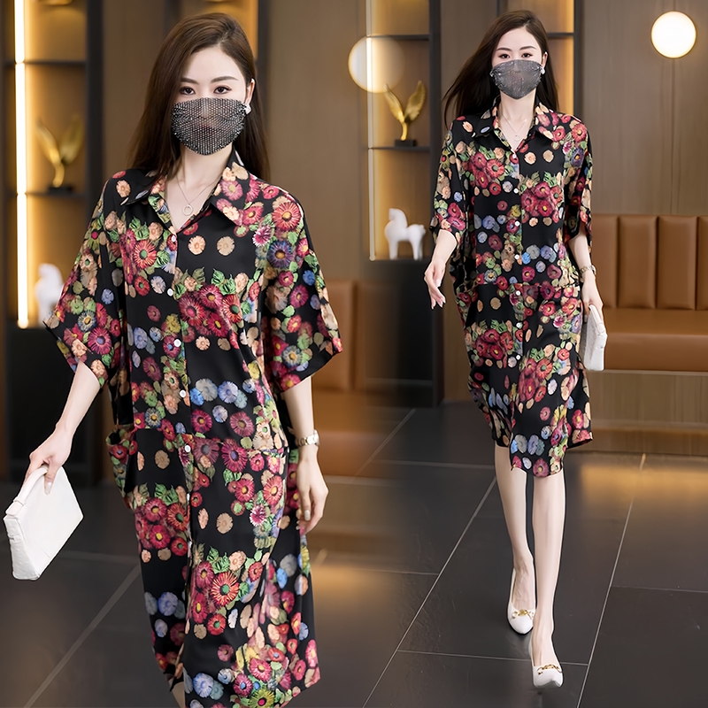 RY821# 实拍2026夏季新款韩版POLO领遮肉衬衫连衣裙中长款休闲宽松型