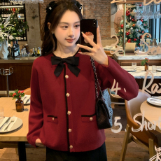 批发马西西微胖大码小香风蝴蝶结毛衣外套开<b class='q'>衫</b>女春季宽松显瘦<b class='q'>针织</b>上衣