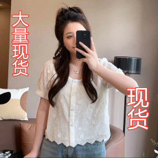 批发名媛气质风重工绣花上衣<b class='q'>清凉</b>夏日微胖显瘦百搭