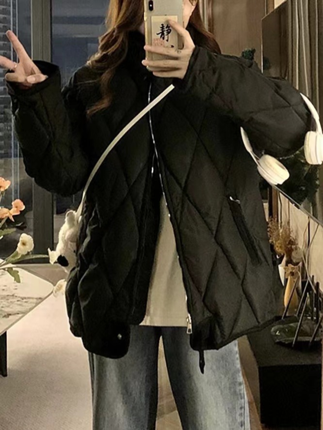 Diamond down cotton jacket for women 2024 new thin winter baseball jacket oversize cotton jacket Korean style cotton jacket