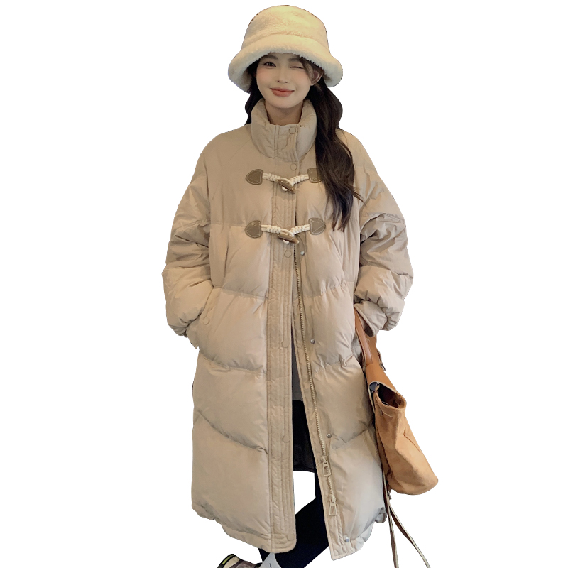 Real shot of milky croissant croissant buckle long and short down jacket for women winter short bread coat