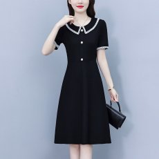 批发气质简约时尚大码女装胖mm洋气修身中长款短袖夏季中年妈妈<b class='q'>连衣裙</b>