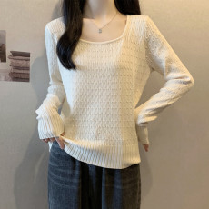 批发实拍 <b class='q'>胖妹妹</b>大码女装初春装显瘦针织衫韩版百搭方领纯色长袖上衣