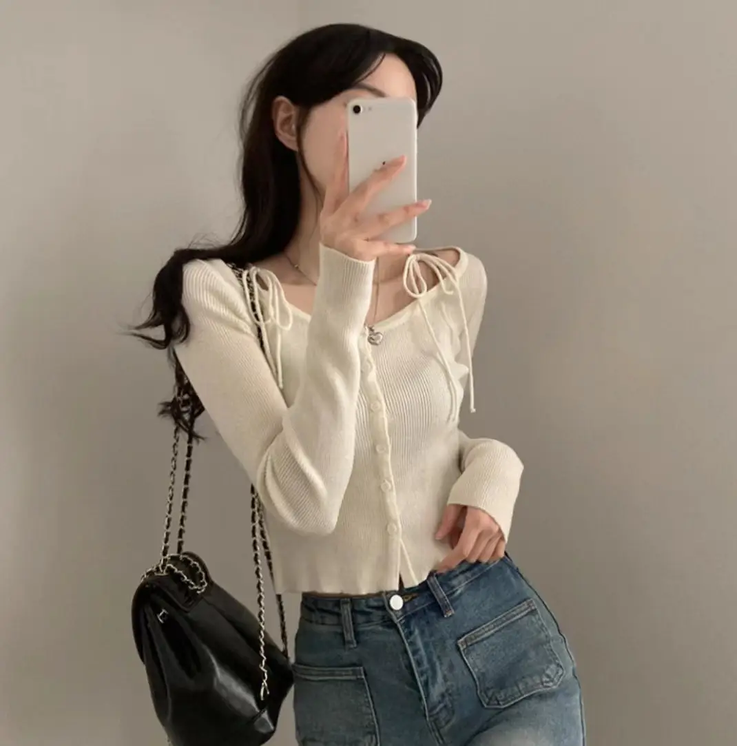 프리미엄 단추 니트 셔츠 상세 이미지 9