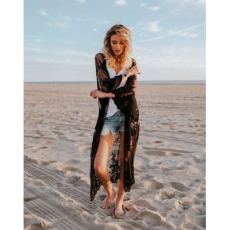 批发ebay 速卖通wish <b class='q'>欧美</b>新款网纱绣花防晒长款罩衫