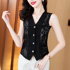 批发修身马甲女<b class='q'>夏</b>季无袖开衫薄款外套女背心镂空外搭坎肩