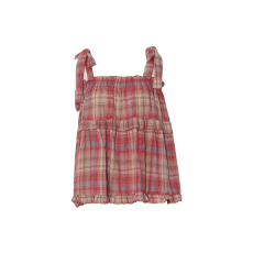 批发<b class='q'>女童</b><b class='q'>娃娃衫</b>2024夏季外穿蝴蝶结绑带格纹撞色吊带衫女宝宝无袖上衣