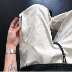 批发网眼激光打孔速干裤男款夏季薄款尼龙冲锋裤户外登山工装裤子