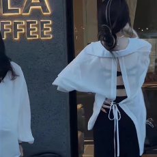 批发2026春秋季新款衬衫韩版宽松百搭单排扣长袖开衫系带衬衫女