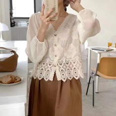 批发2025新款春季防晒开衫镂空外套薄款度假风沙滩蕾丝衫宽松上衣披肩