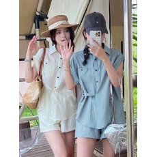 批发又a又飒棉麻套装裤女夏薄2025新款高级感酷飒拽姐<b class='q'>短裤</b>炸街两件套