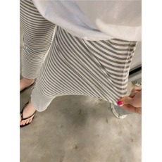 批发东大门<b class='q'>条纹</b>口袋休闲裤打底开叉微喇叭运动长裤