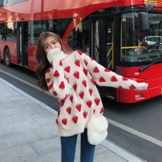 批发滕<b class='q'>雨</b>佳白桃提花毛衣女2025新款宽松外穿秋冬加厚内搭时尚打底