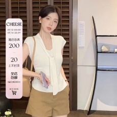 批发<b class='q'>韩版</b>V领披肩拼接洋气高级感针织衫女夏季新款慵懒风冰丝上衣