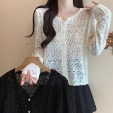 批发实拍2026春季新款胖mm气质针织小心机打底衫时尚洋气长袖开衫外套