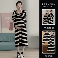 批发新品#孕妇春装套装2026年新款时尚减龄针织吊带裙+条纹开衫两件套