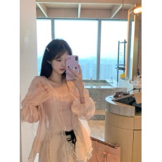 批发DoggyQin <b class='q'>自由</b><b class='q'>呼吸</b>/莱赛尔桑蚕丝防晒衫娃娃领薄款透气衬衫上衣