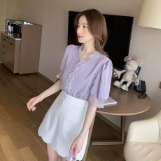 批发小众洋气甜美时尚雪纺<b class='q'>衬衣</b>上衣新款白色<b class='q'>衬衫</b>女法式设计感