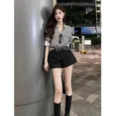 批发时尚复古风百搭条纹长袖衬衫夏季新款瘦气质宽松设计感轻熟风衬衣