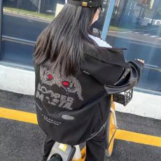 批发网络<b class='q'>图</b> 刺绣毛呢拼皮夹克 <b class='q'>欧美</b>复古黑<b class='q'>色</b>蒙面刺绣棒球服男女外套潮