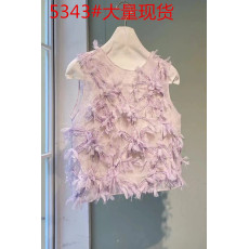 批发大品牌外贸<b class='q'>原</b><b class='q'>单</b>女装专柜撤回粉色流苏圆领无袖上衣短款背心衬衫夏