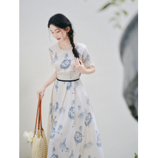批发实拍有货清新甜美蕾丝花边收腰系带<b class='q'>连衣裙</b>