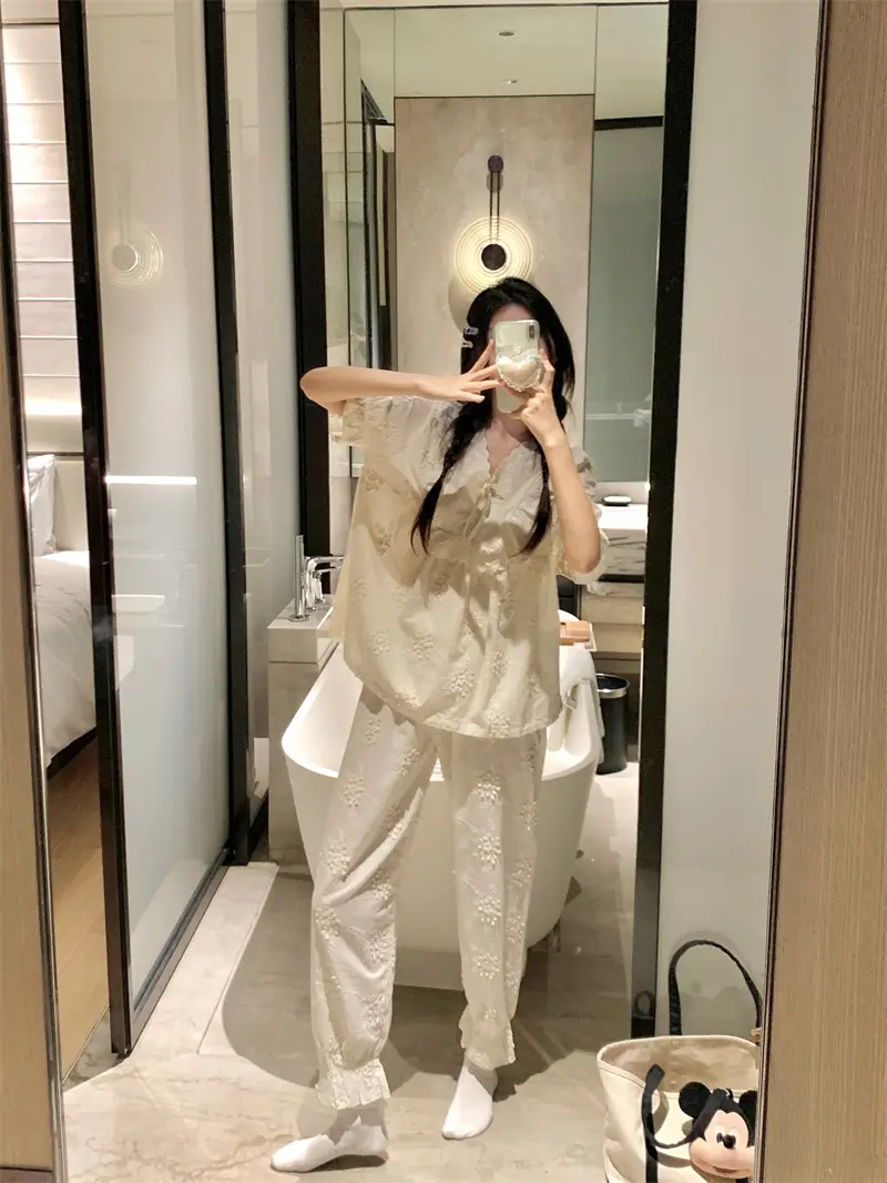 러블리 프렌치 플라워 자수 홈웨어 세트 상세 이미지 3