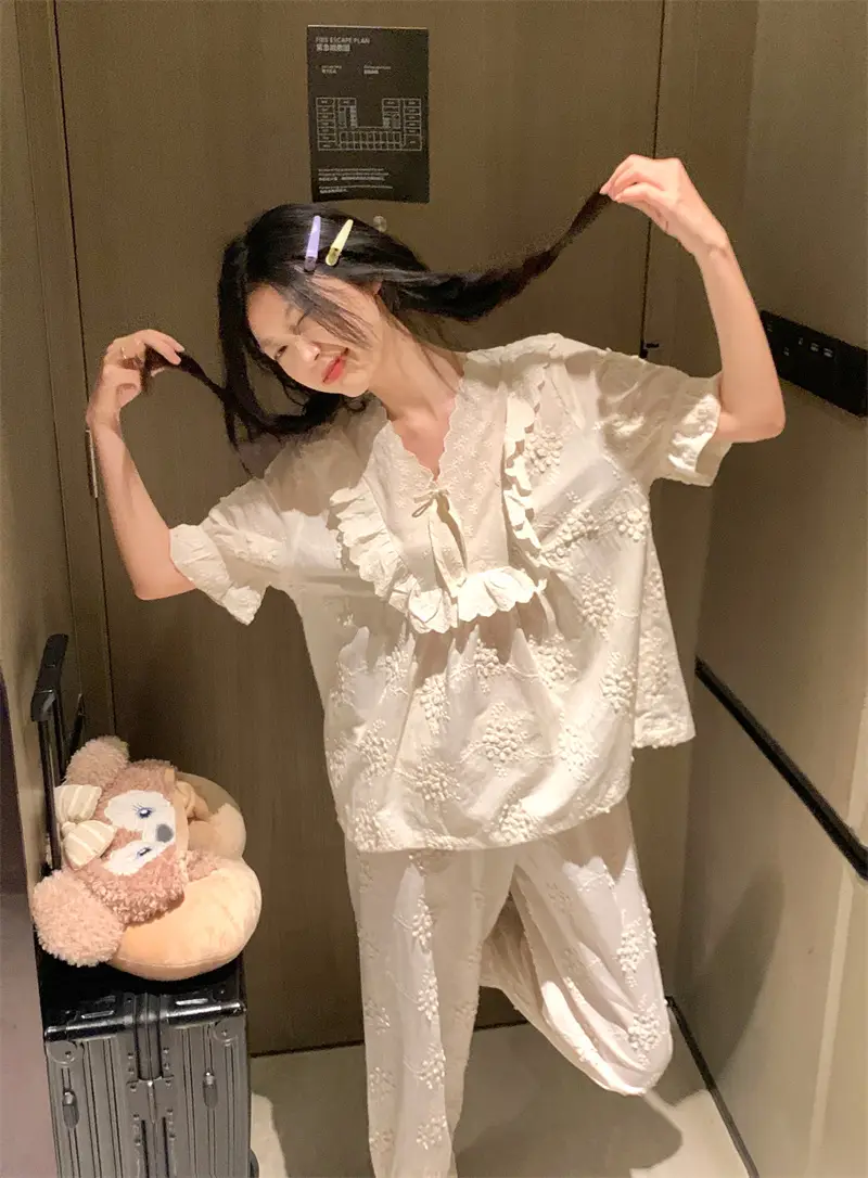 러블리 프렌치 플라워 자수 홈웨어 세트 상세 이미지 6
