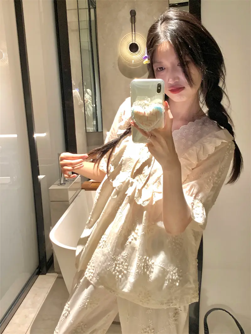 러블리 프렌치 플라워 자수 홈웨어 세트 상세 이미지 7