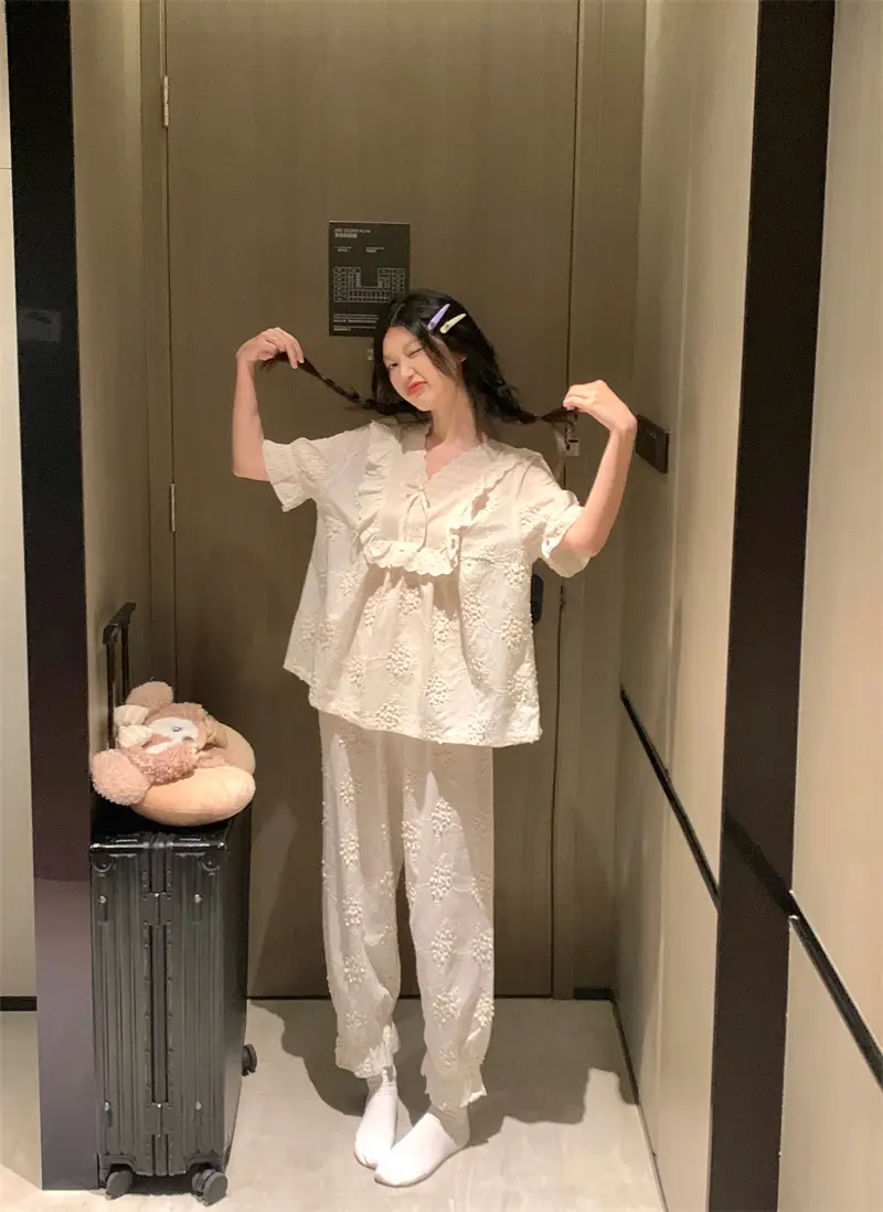 러블리 프렌치 플라워 자수 홈웨어 세트 상세 이미지 9