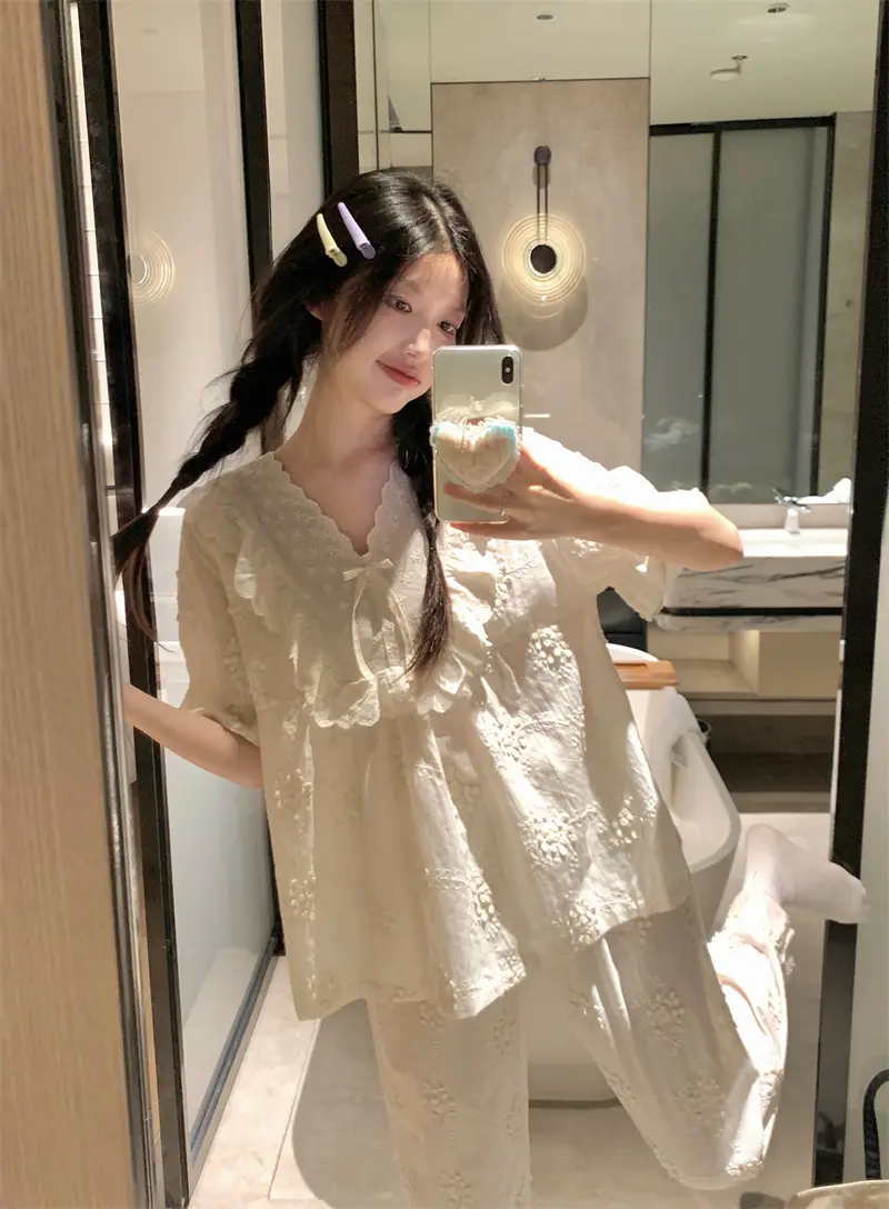 러블리 프렌치 플라워 자수 홈웨어 세트 상세 이미지 10