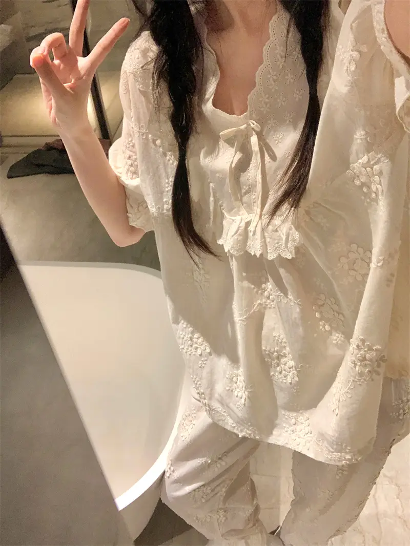 러블리 프렌치 플라워 자수 홈웨어 세트 상세 이미지 11