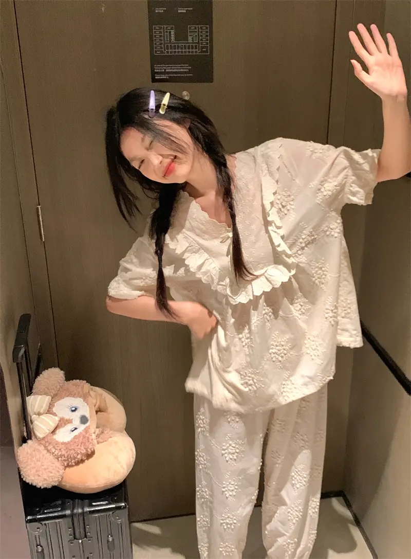 러블리 프렌치 플라워 자수 홈웨어 세트 상세 이미지 12