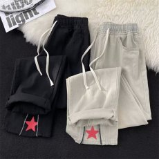 批发夏季薄款松紧腰牛仔裤男直筒水洗做旧休闲潮牌美式痞帅黄泥色裤子