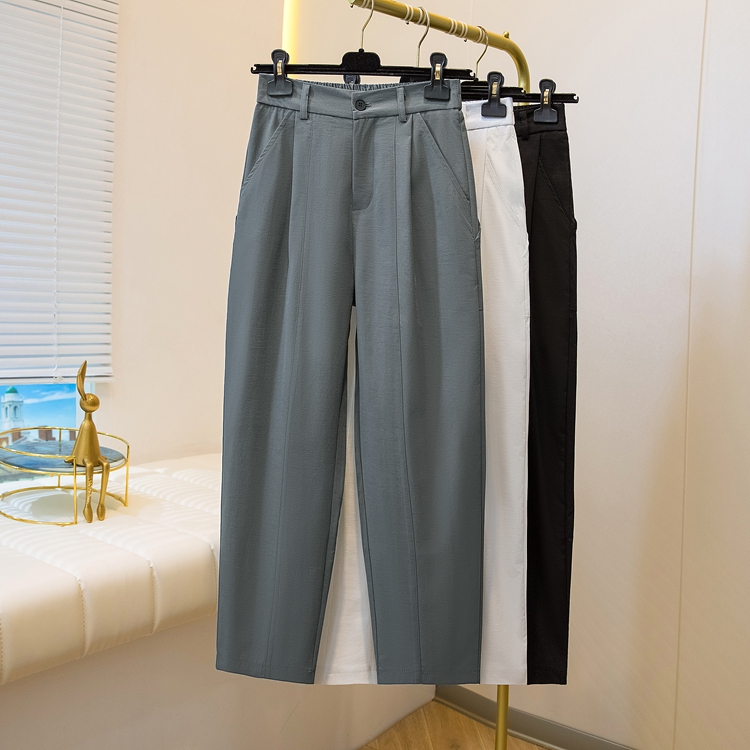 PF21352#大码女裤夏季百搭极简设计感宽松显瘦休闲裤时尚气质九分裤女裝貨源服裝批發