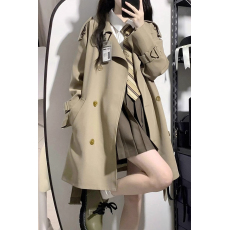批发小个子短款风衣女2026<b class='q'>春</b>秋新款韩系高级感英伦风中长款大衣外套