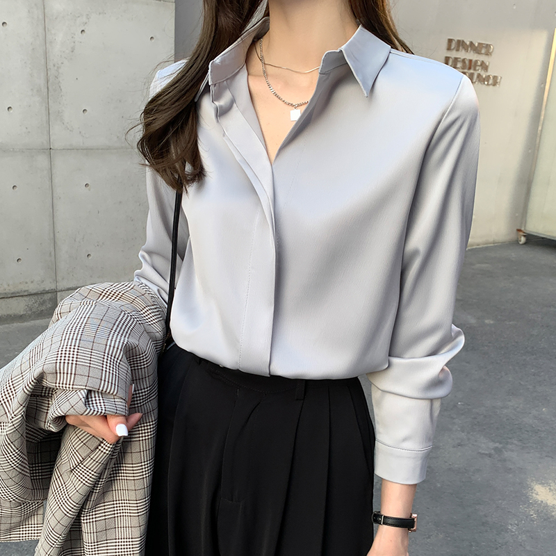 PF23572#新款韩版百搭设计感长袖休闲衬衫女上衣秋女裝貨源服裝批發