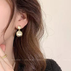 批发S925银针轻奢小众高级感猫眼石耳环女简约气质几何形耳钉网红耳饰