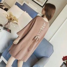 2025春秋季新款韩版中长款宽松后背绑带蝴蝶结针织毛衣连衣裙