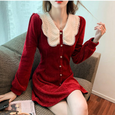 批发新年战袍本命年过年衣服法式圣诞红色订婚<b class='q'>礼服</b>连衣裙子回门<b class='q'>敬酒</b>服