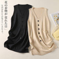 批发实拍·文艺范简约风针织<b class='q'>背心</b>裙V领显瘦连衣裙纯色休闲百搭女