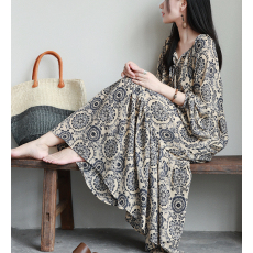 批发2025年法式宽松显白<b class='q'>青花瓷</b>大码女装韩版显瘦娃娃<b class='q'>连衣裙</b>