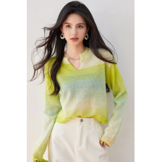 批发实拍◆◆<b class='q'>马海毛</b>混纺渐变毛衣女2026薄荷漫波宽松慵懒毛针织衫