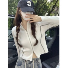 批发2025新款甜酷辣妹半<b class='q'>高领</b><b class='q'>打底衫</b>小个子短款独特别致双拉链上衣