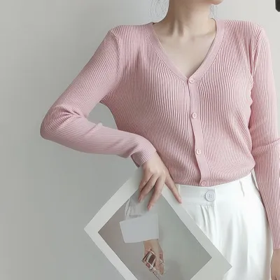 韩国夏季新款冰丝开衫针织外套女v领薄款大码上衣防晒针织衫长袖