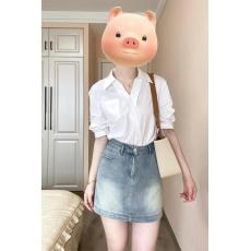 批发白色短袖衬衫女夏季2026年新款爆款气质衬衣别致绝美漂亮小衫上衣